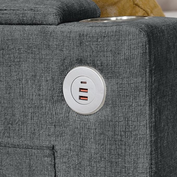 109 Modular Sectional Sofa Convertible U-Shaped Sofa Set with Storage Cup Holders and USB Charging Ports Ideal for Living Rooms Moder 6-Seater Modular Sectional Sofa with Removable Ottoman