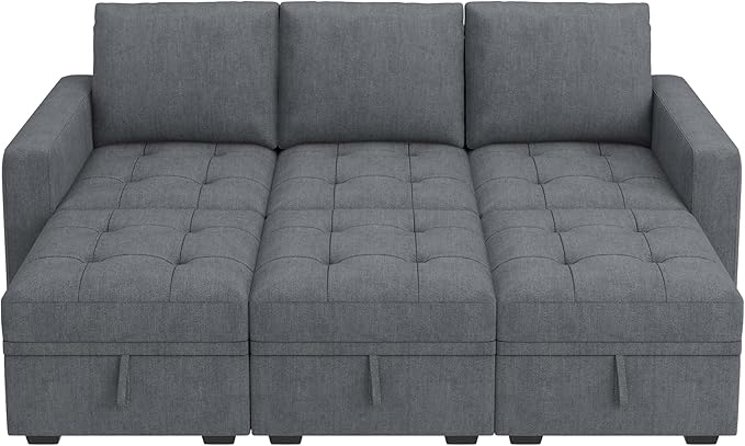 HONBAY Modular Sectional Couch Sleeper Sofa Bed with Storage Seats Oversized Sectional Couches for Living RoomBluish Grey