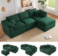 112 Cloud Sectional Couch Boneless couches for Living Room L Shaped Couch with Convertible Ottoman Modular Sectional Sofa with Deep Seat Comfy Soft Cushions No Assembly Green