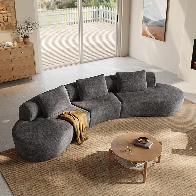 ONBRILL 134“ Cloud Sectional CouchModern Modular Curved Sofa with Deep SeatUpholstered Chenille Boneless Upholstered Couches for Living RoomNo Assembly Required