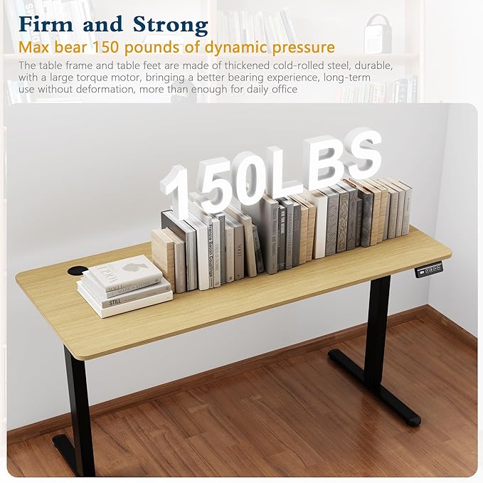 Shintenchi Standing Desk55x24 Inch Height Adjustable Electric Sit Stand up Desk Ergonomic Rising Computer Table Modern Lift Gaming Desk Workstation for Home Office White