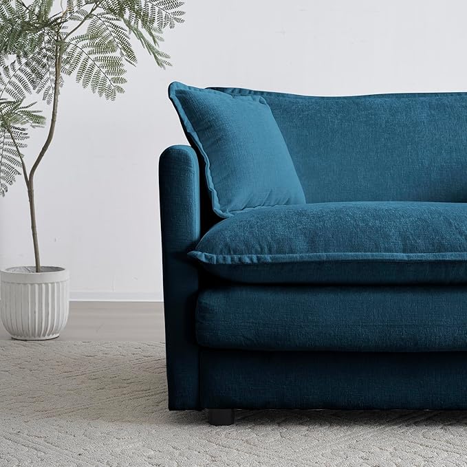 ERYE Shaped Oversized Sectional Sofa Modern Deep Seat Reversible Chaise Sofa&ampCouch with Movable Ottoman Modular Sleeper Upholstered Couch for Living Room Apartment Studio Office 146.5 Blue/