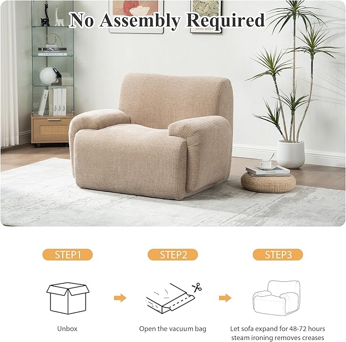 Mlmh &amp Kngwa Set of 2 Boneless Accent Chair 42 inch Oversized Chairs for Living Room Comfy Reading Nook Chair Single Couch with Wide Armrest for Bedroom Apartment Taupe