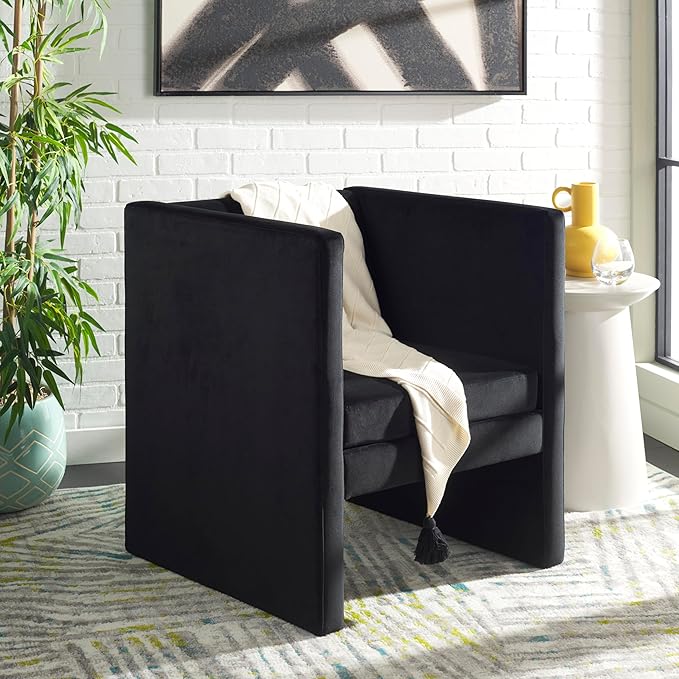 SAFAVIEH Home Collection Gisle Modern Black Velvet Accent Chair (Fully Assembled)