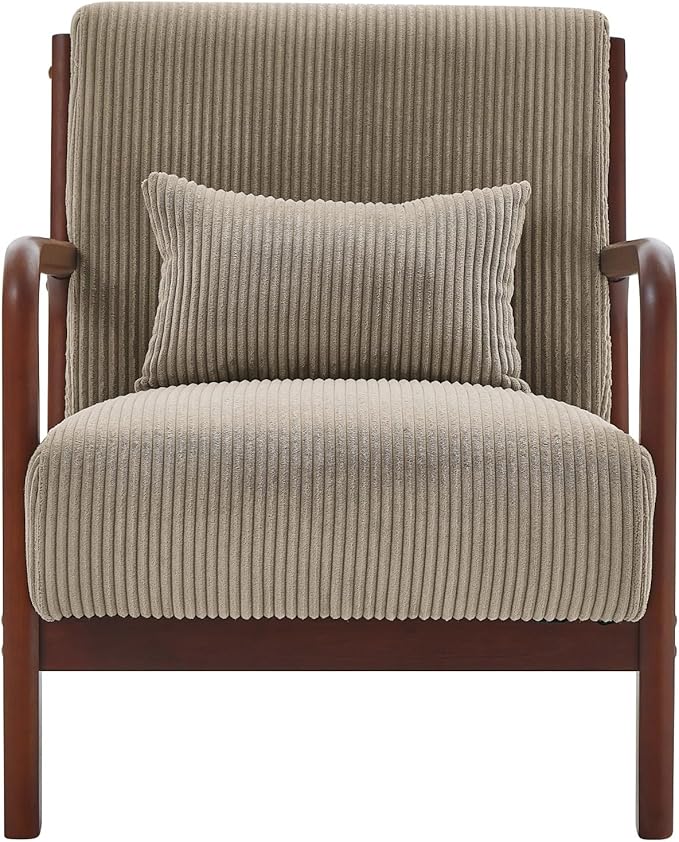 Modern Wooden Leisure Chair with Corduroy Fabric Medieval Comfortable Chair Suitable for Living Room Bedroom Study