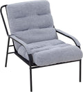 Lounge Recliner Chair Leisure Chair Studio Chairs Iron Arm Club Chair with Metal Legs Moveable Cushion for Living RoomGrey