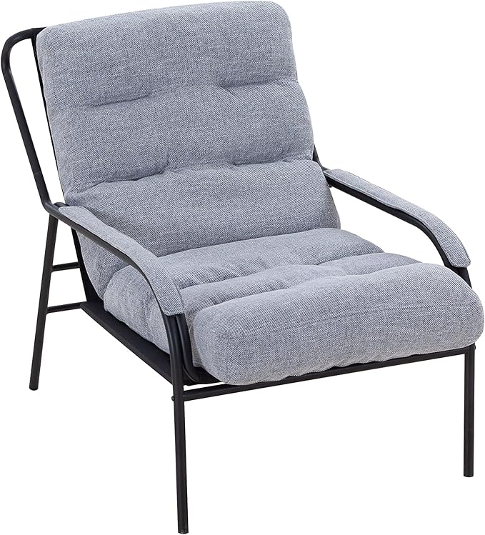 Lounge Recliner Chair Leisure Chair Studio Chairs Iron Arm Club Chair with Metal Legs Moveable Cushion for Living Room (Grey)