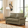 Loveseat Velvet Fabric Two- Seater Couch Buckle Design and Rivet Decoration Deep Seated Double Sofa Suitable for Living Room Bedroom Apartment Hotel etc (Light Green)