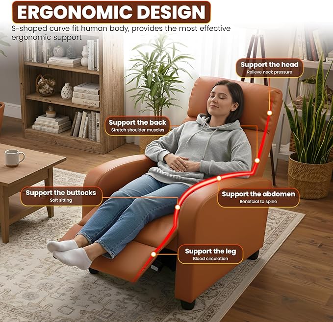 Recliner Chair for Living Room Home Theater Seating Single Reclining Sofa Lounge with Padded Seat Backrest