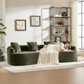 Curved Sectional Couch 110 Chenille Cloud Sofa with 4 Pillows 4-Seater Sleeper Sofa for Living Room Apartment Full Compression Sponge (Olive Green 110 Inch)