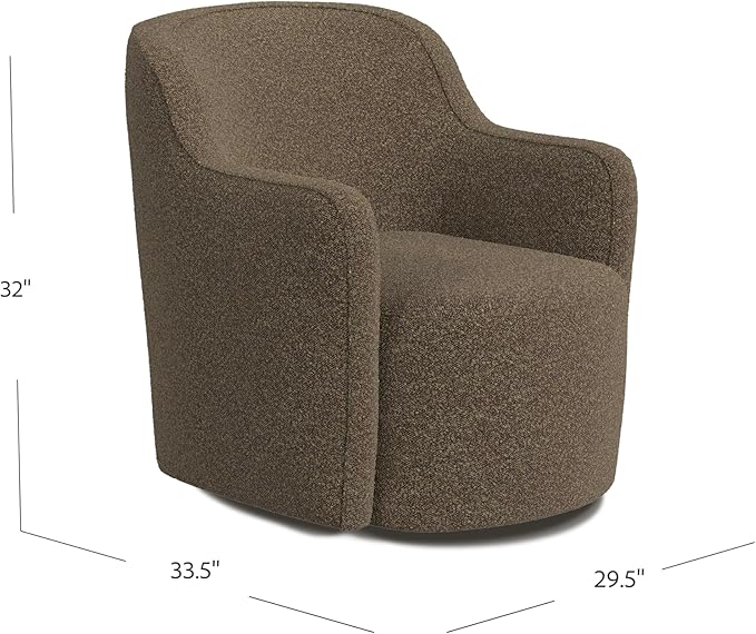 Homepop Home Décor Upholstered 360° Barrel Back Swivel Chair | Accent Chairs for Living Room &amp Bedroom | Decorative Home Furniture Dark Brown Boucle