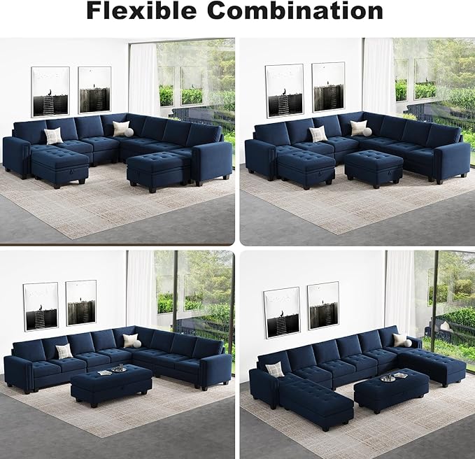 Belffin Corner Seat Module for Modular Sectional Sofa Blue