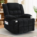 Adult 360° Rotating Recliner with Massage and Heating Functions Cup Holder and Manual Tilt Mechanism Suitable for Living Room and Bedroom (Fabric Black)