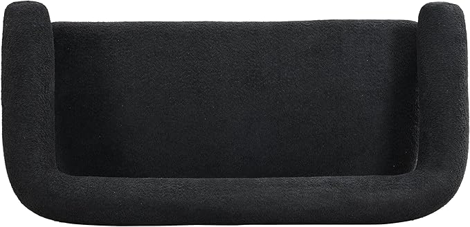 GDFStudio 53.25 Loveseat Sofa with Round Boucle Rrmrest Lightweight Upholstered Small Couch with Rubber Wood Frame Modern Couch with Deep Seat for for Living Room Bedroom Black