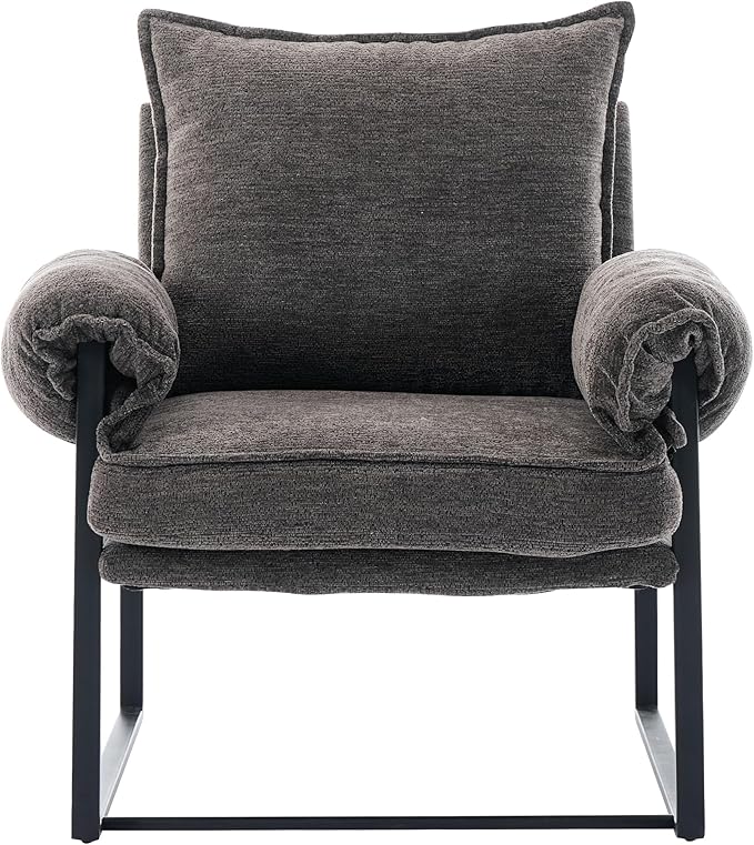 YITAI Modern Fabric Accent Chair with Adjustable Backrest for Living Room Comfy Reclining Chair for Lounge for Reading Upholstered Chair with Metal Legs1PC（Gray