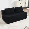 KIVENJAJA Folding Sofa Bed Full Size 3-in-1 Convertible Sleeper Sofa Corduroy Foldable Boneless Floor Futon Couch with Backrest &amp Pillows for Home Living Room Office Apartment Small Spaces Blac
