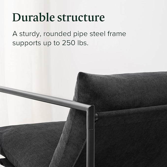 Zinus Aidan Sling Accent Chair Metal Framed Armchair with Shredded Foam Cushioning Black