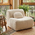 Lounge Chair with Pillow Single Sofa Indoor Couch for Bedroom Game Living Room Lazy Floor Sofa Reading Chair Armless Chair No Assembly Required High Resilience Foam Beige