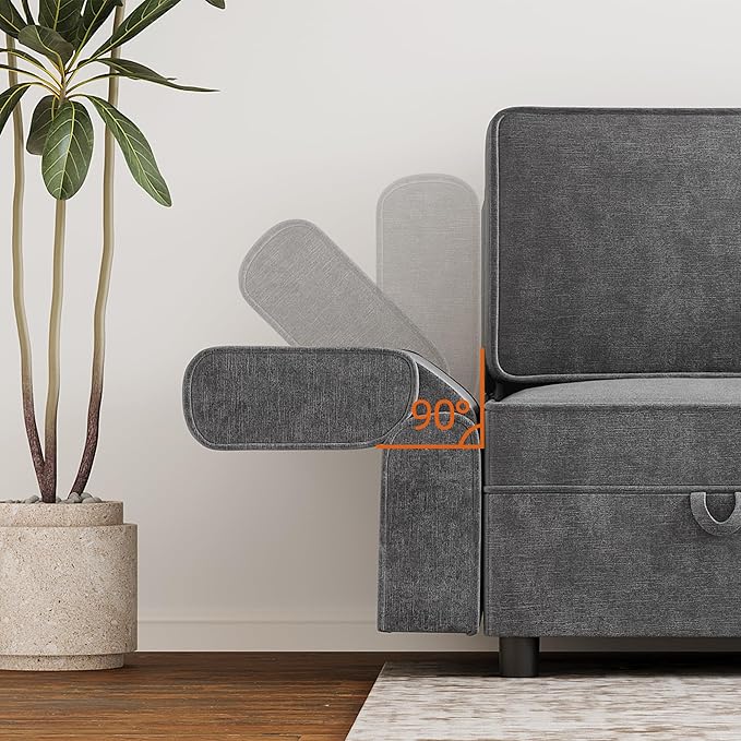 GAOMON Chenille Armrest Module for Modular Sectional Sofa 90°-180° Adjustable Sofa Armrest A Pair of Couch Armrests for Sectional Sleeper Sofa Gray