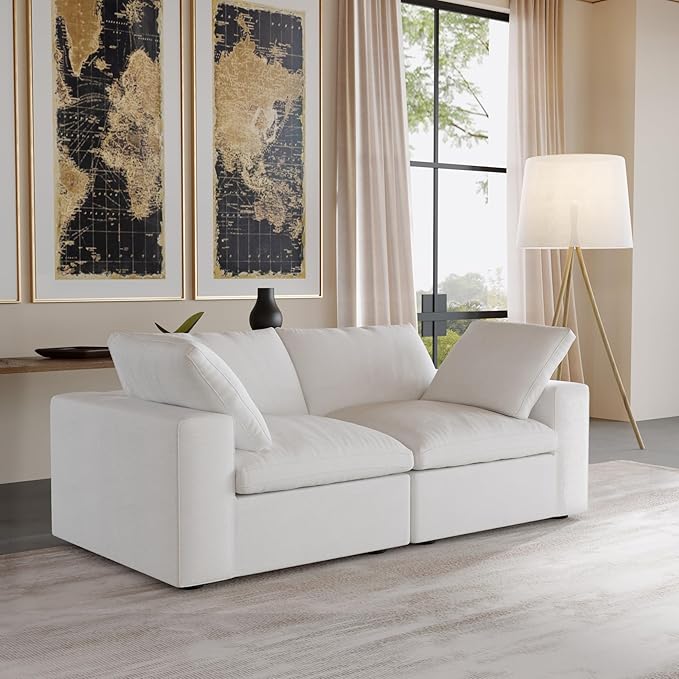 JACH Modular Cloud Sectional Sofa Love Seat Cloud Couch Modern Comfy Sofas for Apartment Small Space Covers Removable Minimalist White Couch for Living Room
