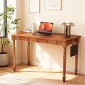 Mid Century Modern Desk 47 Vintage Solid Wood Desk with 2 Drawers Boho Writing Desk Computer Table for Home Office Bedroom Living Room