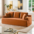 86 Small Cloud Loveseat Sofa in a Box Comfy Corduroy 2-Seater Boneless Couch Modern Deep Seat Sofa for Small Spaces Living Room &amp Apartment No Assembly Required (Orange 86 inch) | Memory Foa