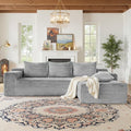 Modular Sectional Sofa Boneless Cloud Couch with Chaise Lounge 4-in-1 Flexible Combination Faux Rabbit Fur &amp Layered Cushion Deep Seat No Assembly (Light Grey Right Facing Chaise)