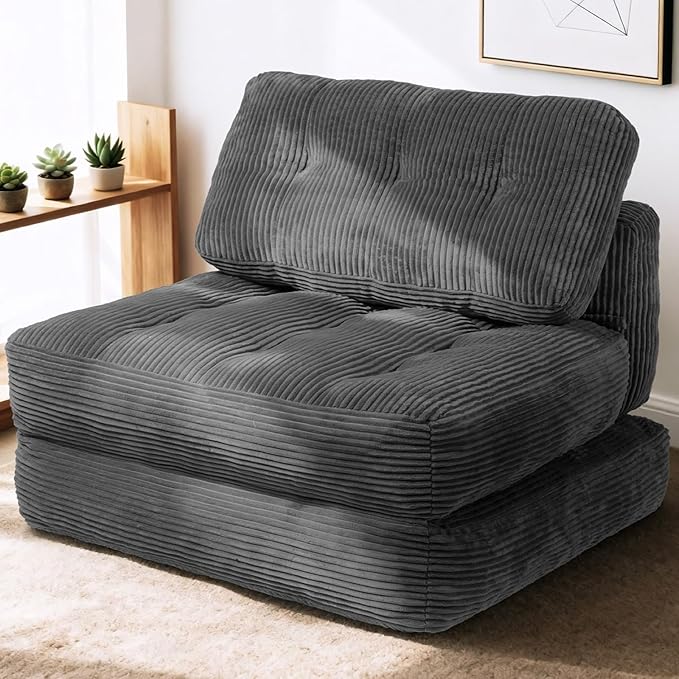 Art3d Folding Sofa Bed Convertible Sleeper Sofa Bed with Pilow &amp Back Support 3 in 1 Long Futon Boneless Couch Comfy Floor Couch for Living Room Bedroom Dark Gray