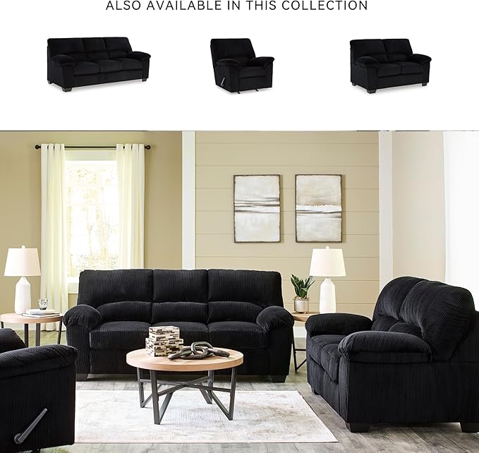 Signature Design by Ashley SimpleJoy Modern Sofa for Living Room Black