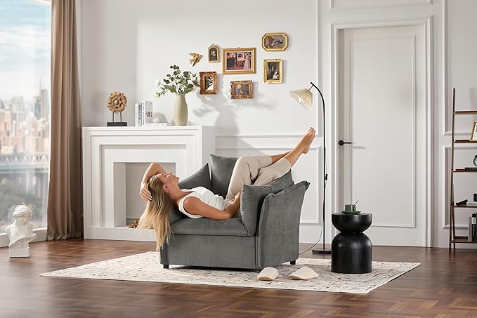 Modern Style Chenille Oversized Armchair Accent Chair Single Sofa Lounge Chair for Living Room Bedroom