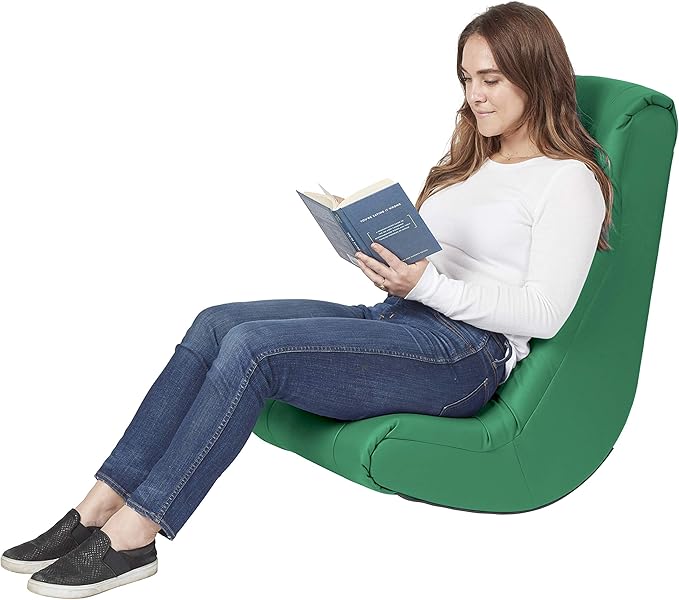 Factory Direct Partners Soft Tufted Floor Rocker - Cushioned Ground Chair for Kids Teens and Adults - Great for Reading Gaming Meditating TV - Green 10488-GN