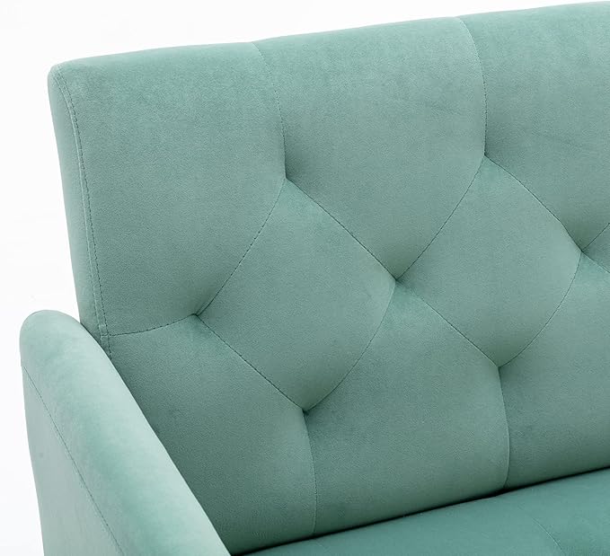 Modern Accent Chair Upholstered Single Sofa Arm Chair for Living Room and Bedroom Upholstered Comfy Armchair Chair with Solid Tapered Metal Legs (Mint Green)