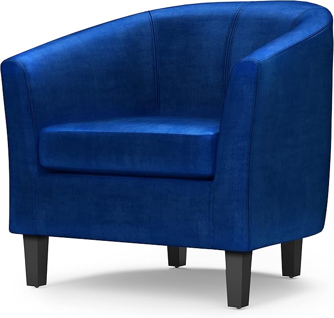 SIMPLIHOME Austin 30 inch Wide Tub Chair Tub Chair in Blue Velvet Fabric