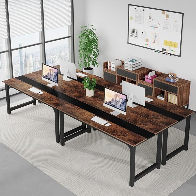 Tribesigns Office Desk with File Cabinet 70.8 L-Shaped Executive Desk for Home Office Workstation Business Furniture Set Rustic Brown/Black