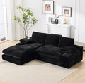 98.4 Black Sectional Sofa Cloud Modular Sectional Couch with ChaiseCorduroy Sectional Couches L-Shaped Modern Upholstered Sofa with Deep Seat for Living Room and BedroomNo Assembly Required(Black)