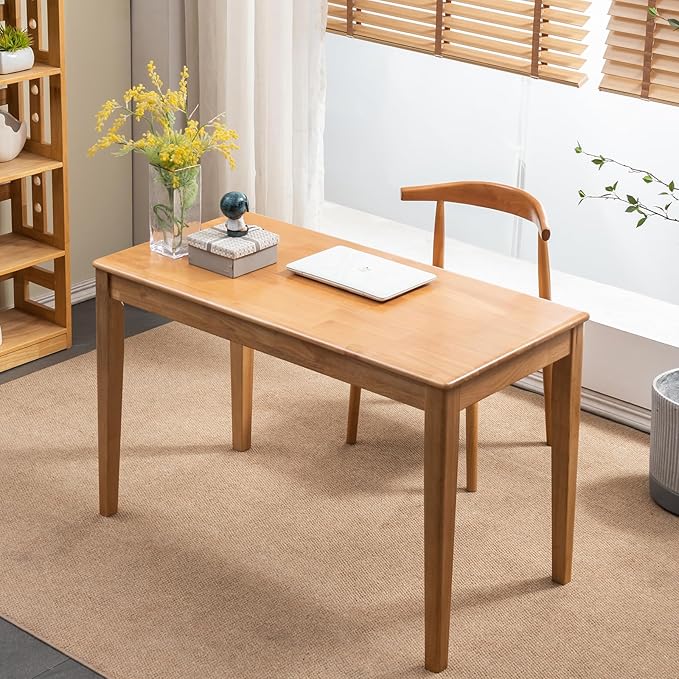 Solid Wood Desk Gaming Study Home Office Desks for Work Student PC Desk for Bedroom Small Computer Desk for Small Spaces Easy to Assemble