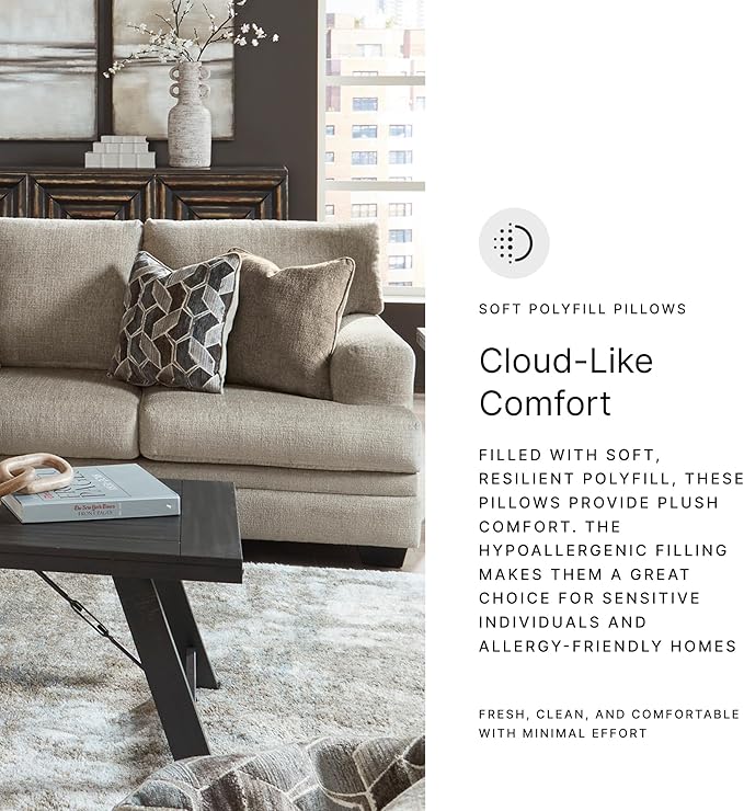Signature Design by Ashley Stonemeade Casual Sofa with 4 Toss Pillows Light Brown