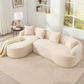 Oversized Sectional Sofa with Chaise for Living Room 99’’ Modern Luxury Chenille 4-Seater Extra Wide Seat L-Shape Curved Cloud Couch with 4 Throw Pillows No Assembly Needed Beige