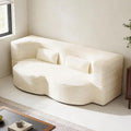 2 in 1 Convertible Compressed Sofa Bed 49'' Modern Boneless Single Sleeper in a Box Floor Mattress Futon Loveseat Couch No Assembly Needed Space Saving Beige Twin 2 Pillows for Living Room