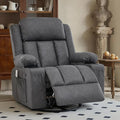 Rocker Recliner Chair with Heat and Massage360°Swivel Recliner Chair for Adults ElderlyOversized Recliner Single Sofa Seat with 2 Cup Holders and Side Pocket (Grey)