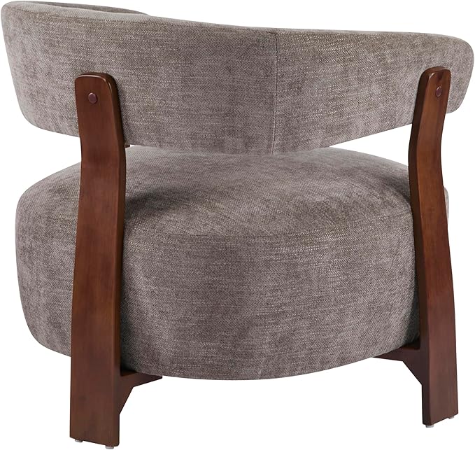 Christopher Knight Home Kled Upholstered Lounge Chair Indoor with Wooden Frame Modern Accent Chair for Living Room Comfy Reading Armchair with 3 Legs Design Thick Cushions Brown + Walnut