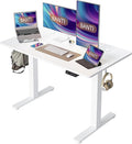BANTI 48'' Standing Desk Height Adjustable Electric Stand up Corner Desk Sit Stand Home Office Desk Computer Workstation with Memory Preset White Frame/White Top