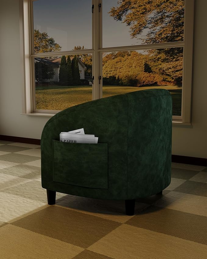 Garvee Accent Chair Set of 2 Armchair for Living Room Barrel Club Chair with Soft Padded Seat &amp Sturdy Legs for Bedroom Waiting Room Reception Chairs(Retro Green)