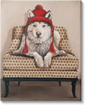 Stupell Industries Winter Husky Red Pom Hat Chic Livingroom Chair