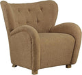 Signature Design by Ashley Larbell Contemporary Faux Shearling Tufted Upholstered Accent Chair with Wingback Light Brown