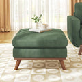 Vesgantti Large Ottoman for Modular Sofa 29.5 Corduroy Pouf Ottoman with Spring Cushion Rectangle Foot Rest for Couch Entrance Footstool with Wood Legs Footstool for Living Room Bedroom Green