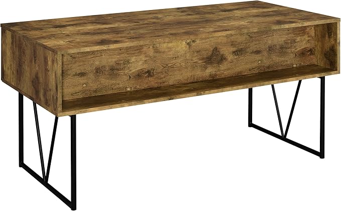 Coaster Home Furnishings Analiese Rustic 63-Inch 4-Drawer Home Office Computer Writing Desk Study Table with Storage Engineered Eco-Friendly Wood Look Laminate Sturdy Steel Base Rustic Nutmeg 800999