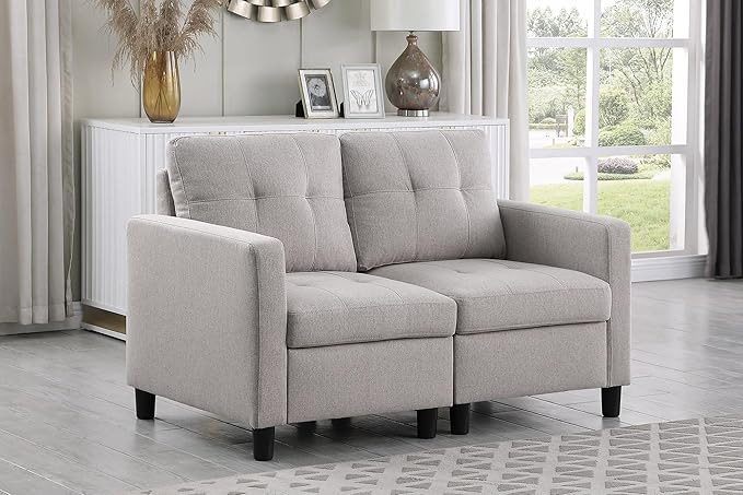 BEEY Loveseat Sofa 52 Small Loveseat Couch for Small Spaces 2 Seater Modular Sectional Couches for Living Room Bedroom Apartment in Dark Grey