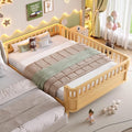 Bellemave Full Size Montessori Bed with Fence and Slats Full Size Low Platform Bed Frame with Detachable Side Bed Rails and Rounded Corner Design Easy Assemble Montessori Bed Natural