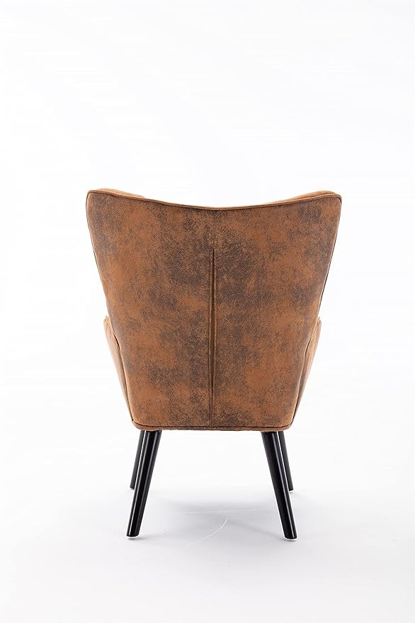 Accent Chair Living Room/Bed Room Modern Leisure Chair Coffee Color Microfiber Fabric